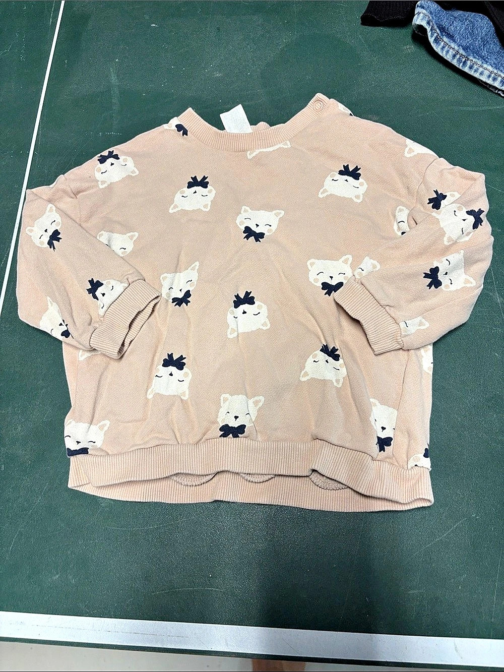 H&M Crew-neck sweatshirt - Pink/Bows & White Baby 18M